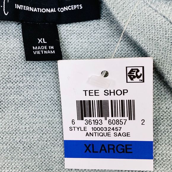 INC International Concepts Ruched Top Sweater XL Antique Sage Green Pullover New - Picture 4 of 6